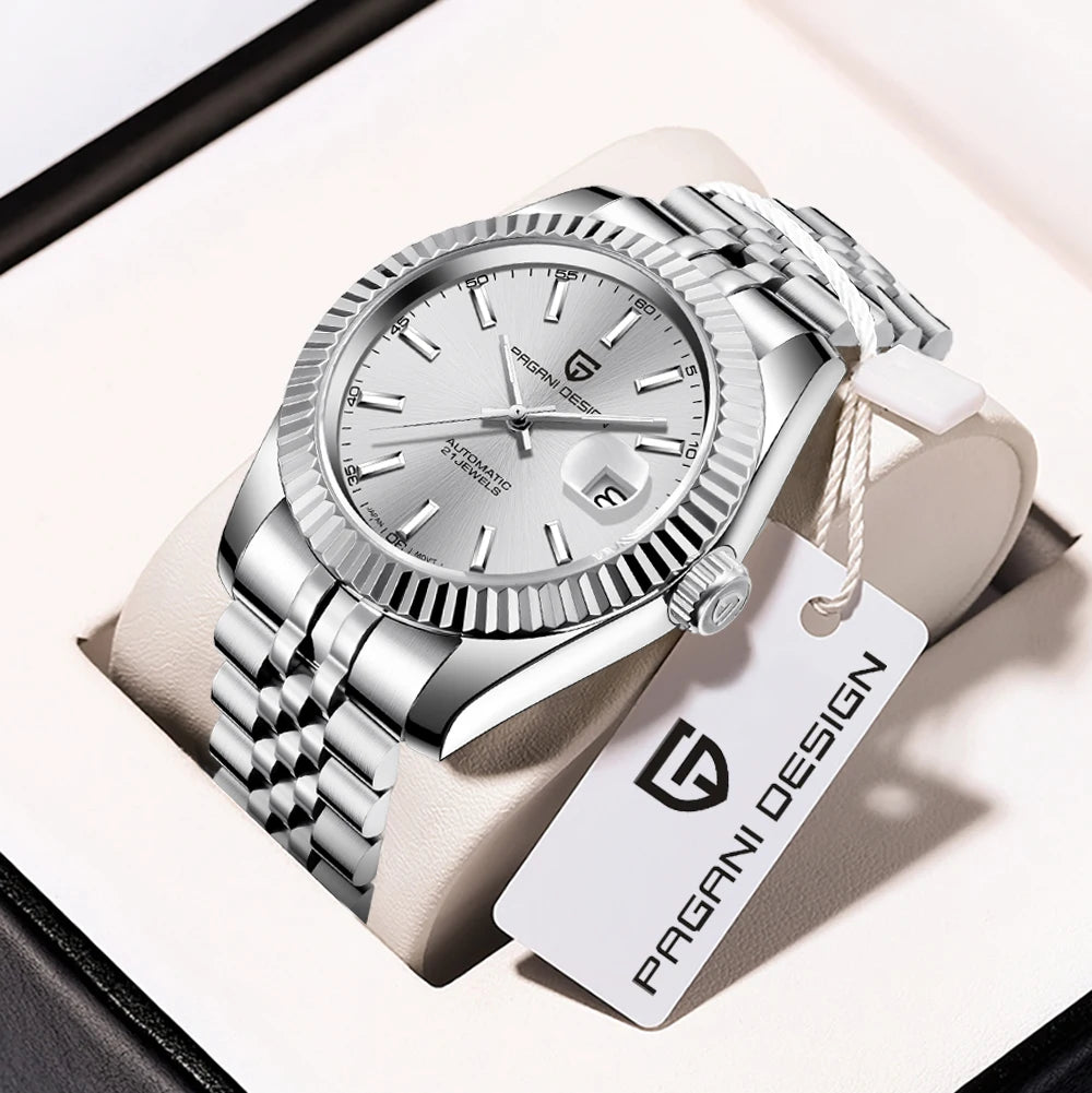 PAGANI DESIGN  Steel Mechanical Sapphire Glass Calendar Men's Watch