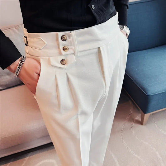 Masculine Elegance: Slim Formal Trousers with High Waist and Exclusive Detailing
