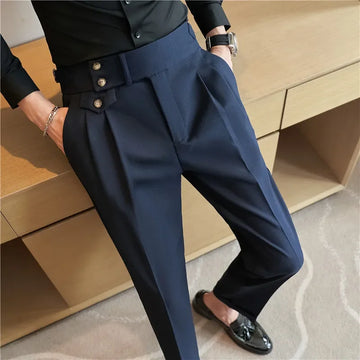 Masculine Elegance: Slim Formal Trousers with High Waist and Exclusive Detailing