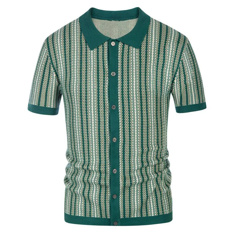 Striped Jacquard Smart Casual Polo – Comfort and Elegance