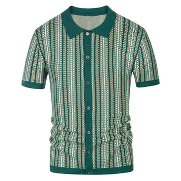 Striped Jacquard Smart Casual Polo – Comfort and Elegance