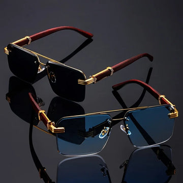 Deluxe Fashion Sunglasses – Frameless Design, Golden Frame, Stylish for Drivers