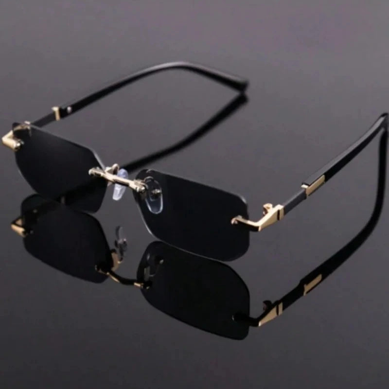 Sophisticated Style – Rimless, Small Square, Luxury and Comfort Sunglasses for Men